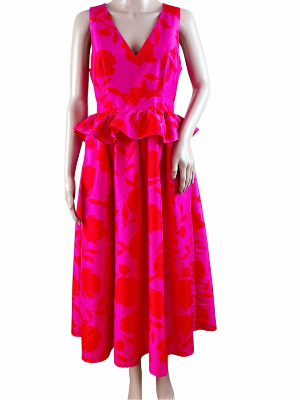 Kate Spade Classic Rose Peplum Midi Dress - Picture 2 of 5